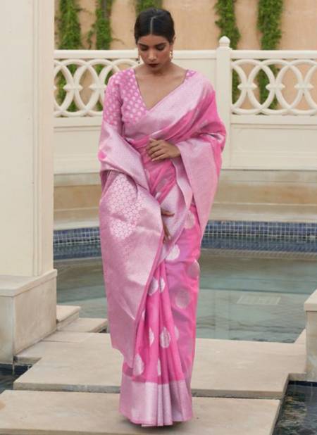 Pink Colour RAJTEX KEVAAH LINEN Festive Wear Designer Weaving Silk Saree Collection 216005